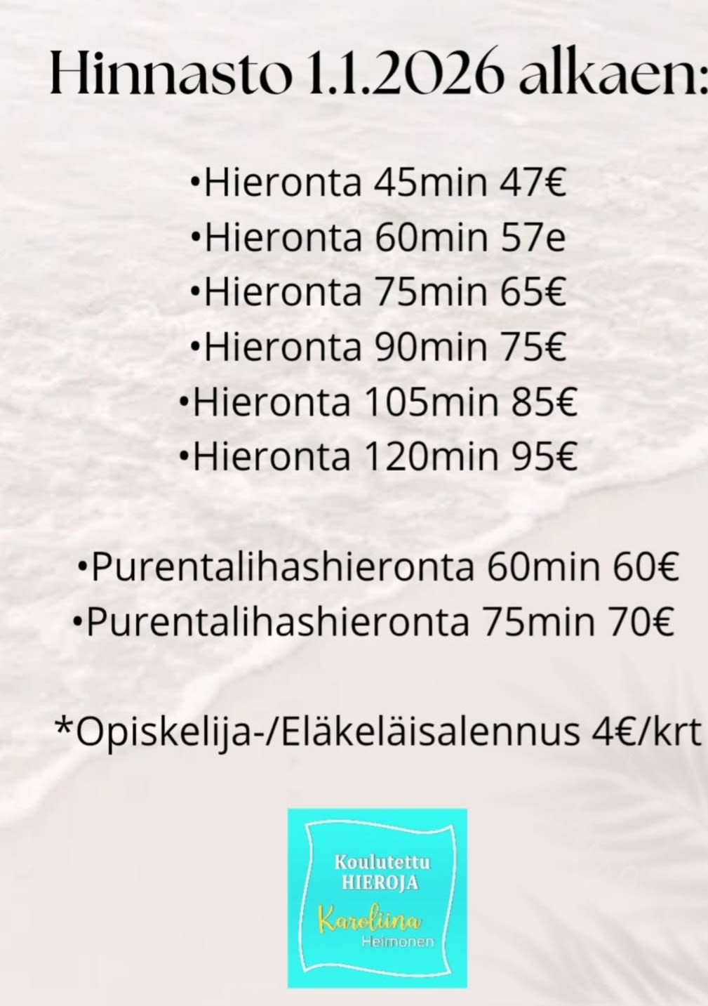 Koulutettu Hieroja Karoliina Heimonen